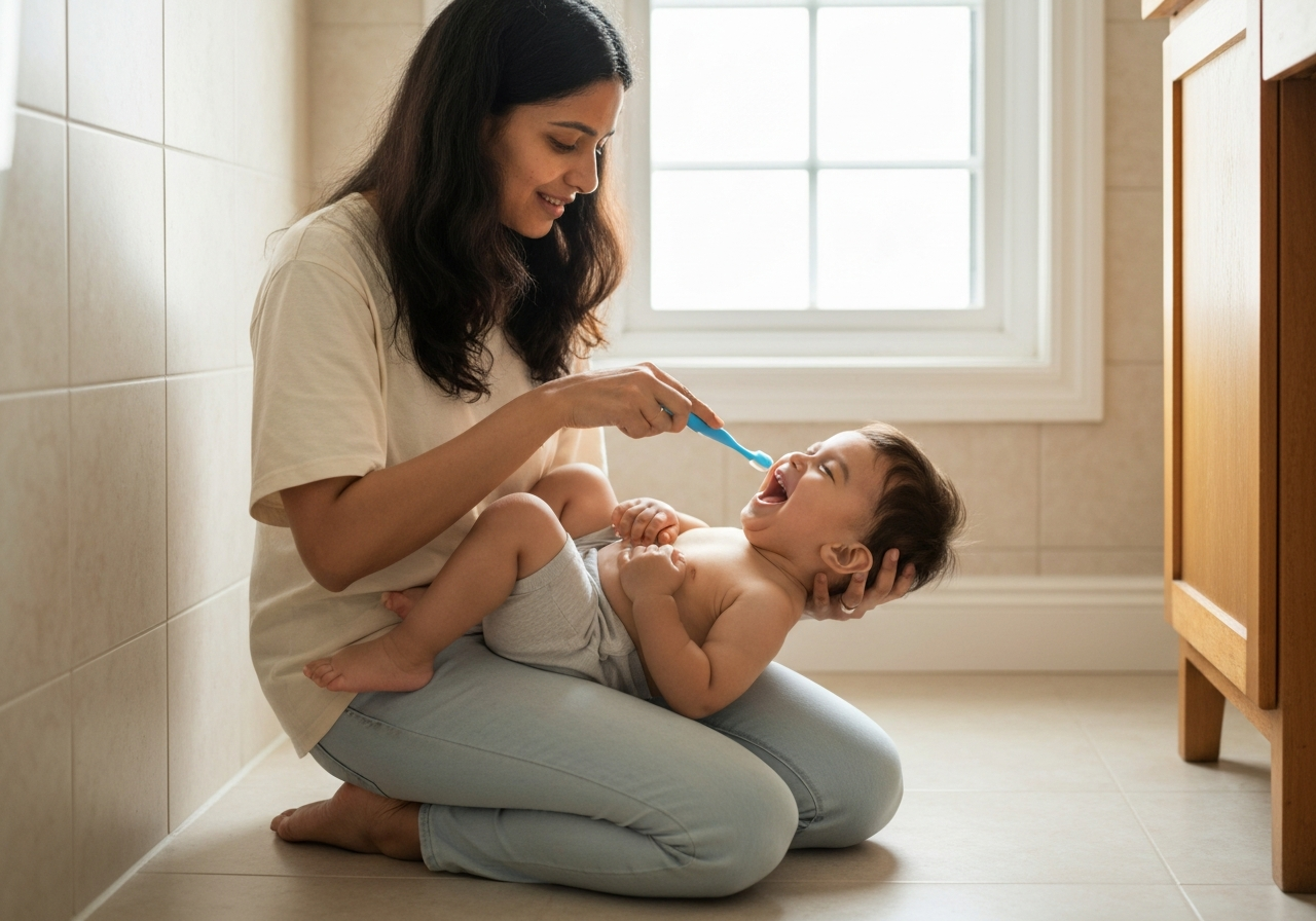 How to Brush a Toddler's Teeth When They Won't Sit Still