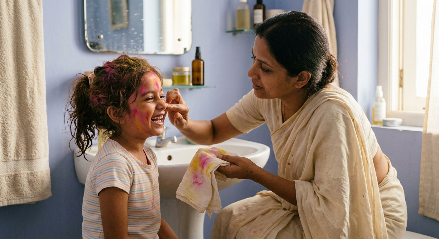 Removing Holi Colour From a Child's Skin, Without Scrubbing